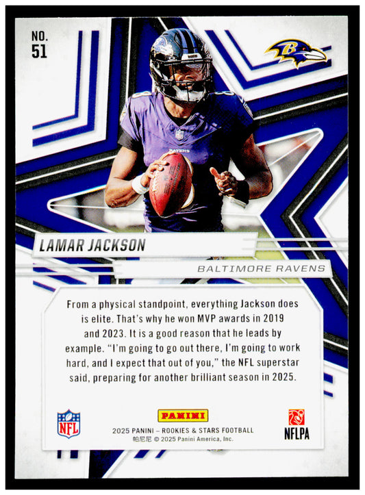 2025 Panini Rookies & Stars Lamar Jackson Card Baltimore Ravens #51