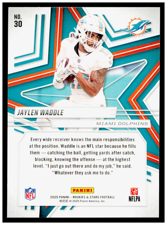2025 Panini Rookies & Stars Jaylen Waddle Card Miami Dolphins #30