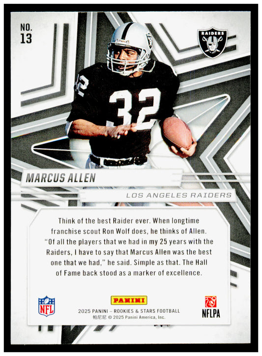 2025 Panini Rookies & Stars Marcus Allen Card Los Angeles Raiders #13
