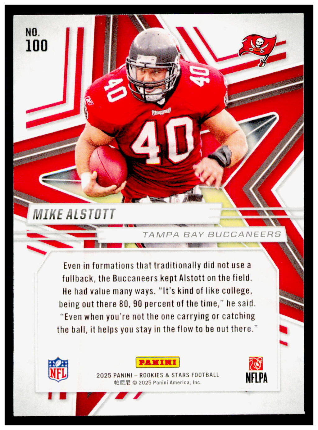 2025 Panini Rookies & Stars Mike Alstott Card Tampa Bay Buccaneers #100