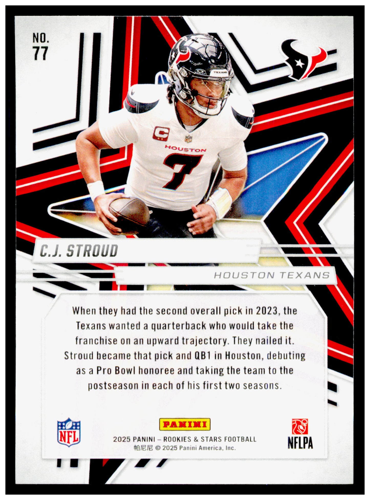 2025 Panini Rookies & Stars C.J. Stroud Card Houston Texans #77