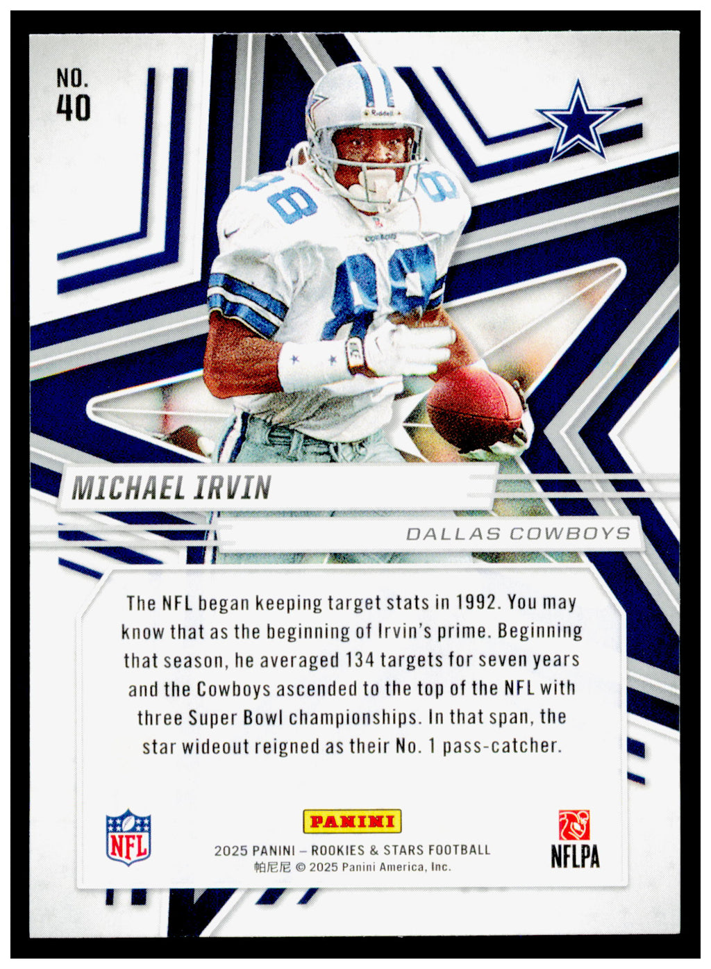 2025 Panini Rookies & Stars Michael Irvin Card Dallas Cowboys #40
