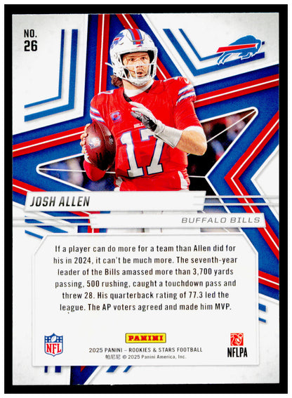 2025 Panini Rookies & Stars Josh Allen Card Buffalo Bills #26