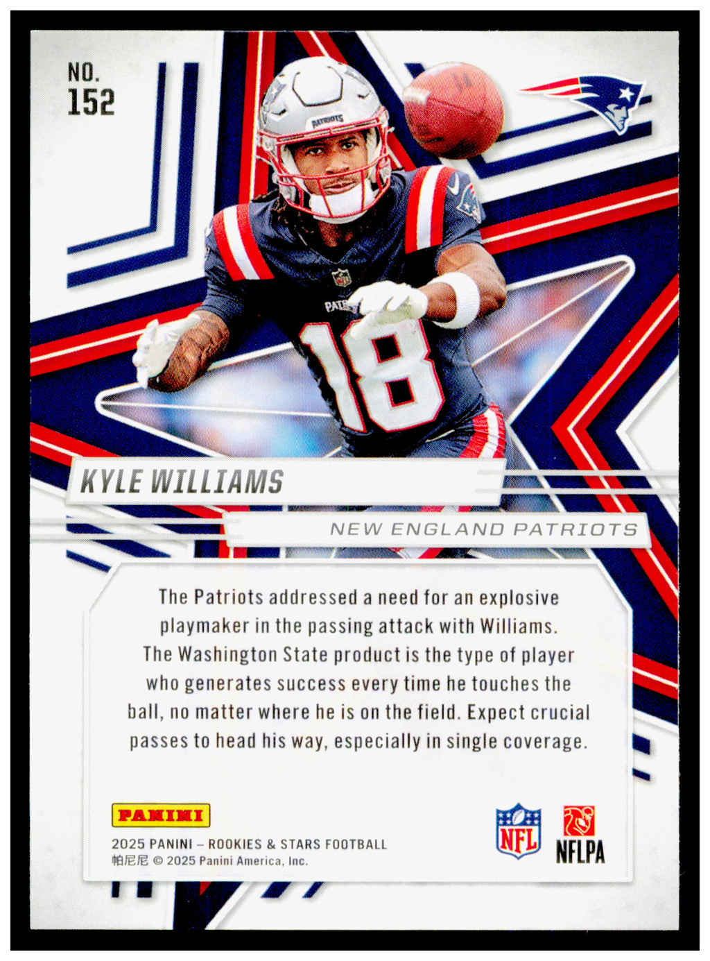 2025 Panini Rookies & Stars - Red Kyle Williams Card RC  Patriots #152