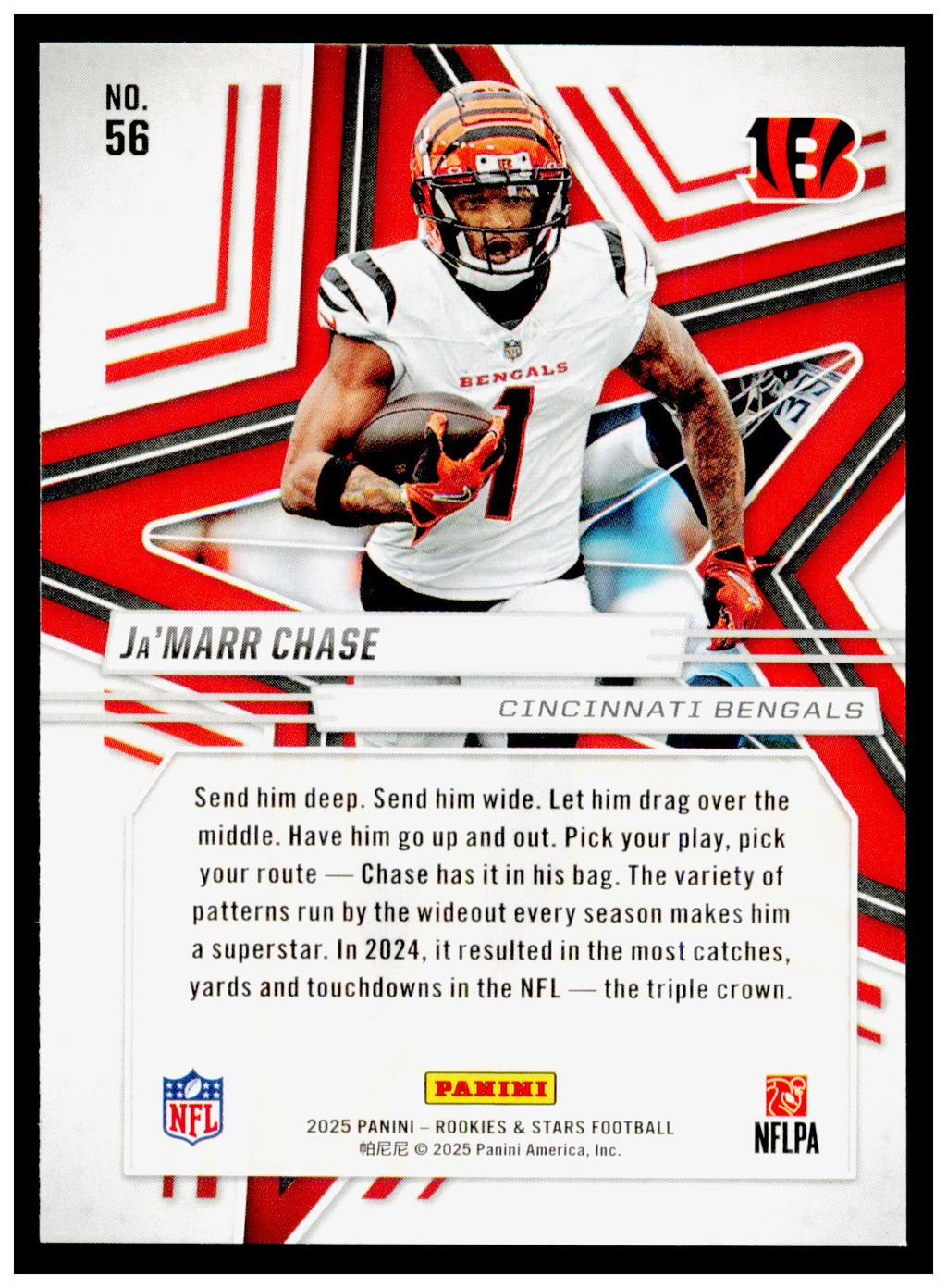 2025 Panini Rookies & Stars - Red Ja’Marr Chase Card Cincinnati Bengals #56