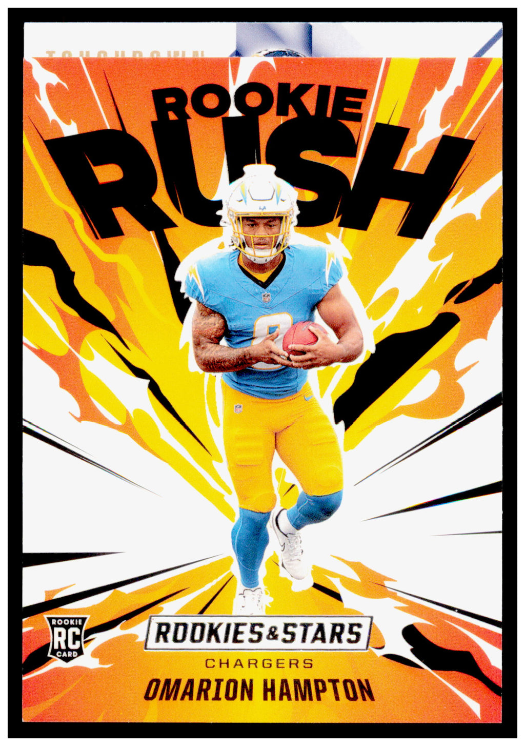 2025 Panini Rookies & Stars Omarion Hampton Card Rookie Rush  Chargers #8