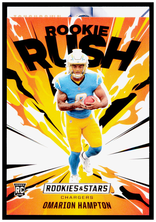 2025 Panini Rookies & Stars Omarion Hampton Card Rookie Rush  Chargers #8