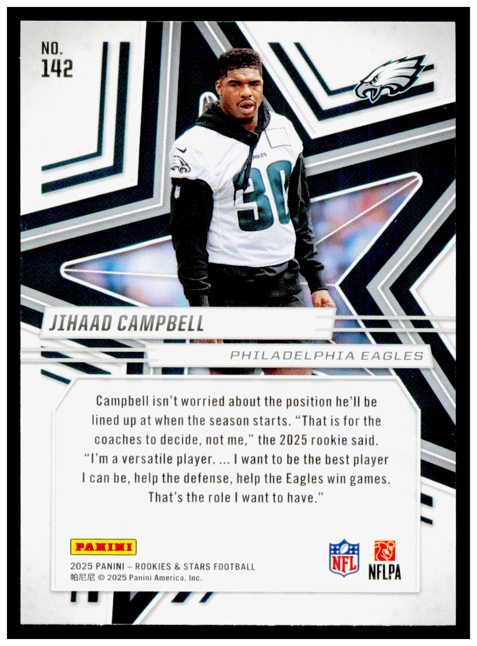 2025 Panini Rookies & Stars - Red Jihaad Campbell Card RC Eagles #142