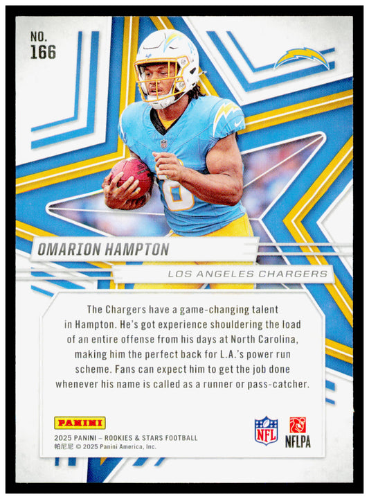 2025 Panini Rookies & Stars Omarion Hampton Card RC Los Angeles Chargers #166