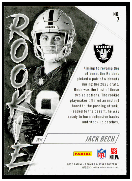 2025 Panini Rookies & Stars Jack Bech Card Rookie Exclusive Las Vegas Raiders #7