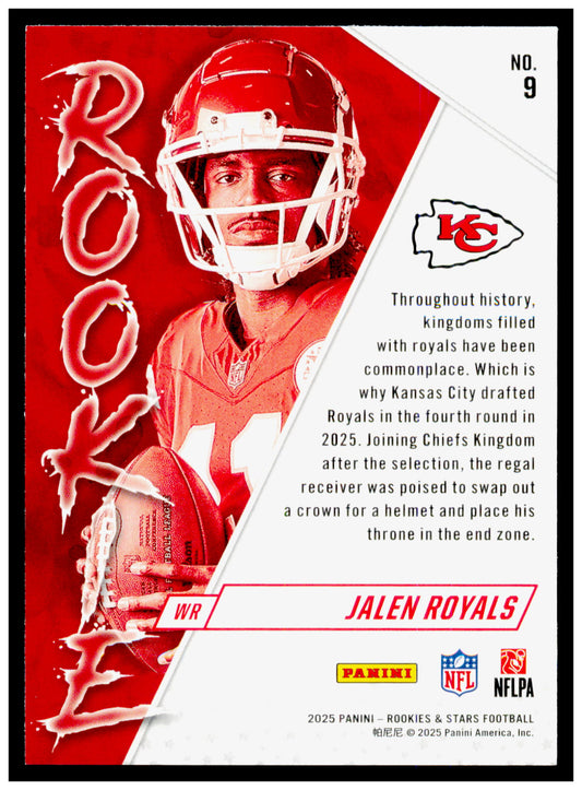 2025 Panini Rookies & Stars Jalen Royals Card Rookie Exclusive  Chiefs #9