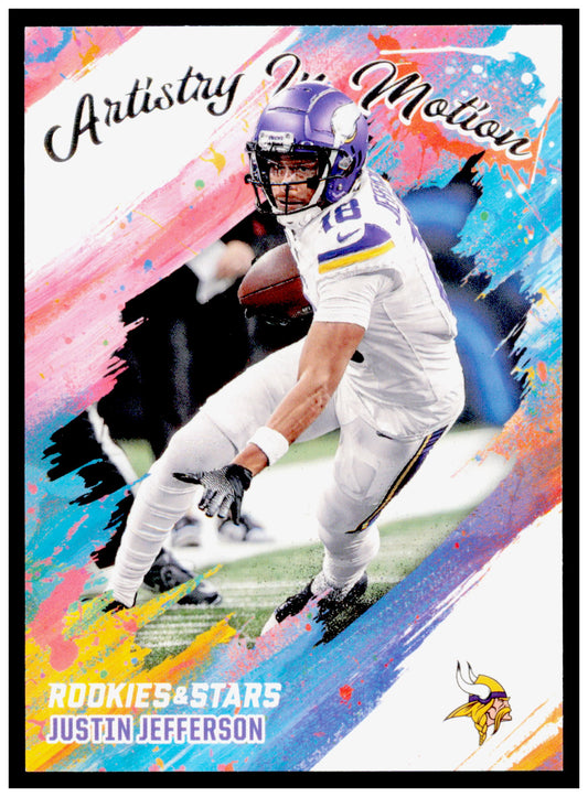 2025 Panini Rookies & Stars Justin Jefferson Card Artistry in Motion Vikings #13