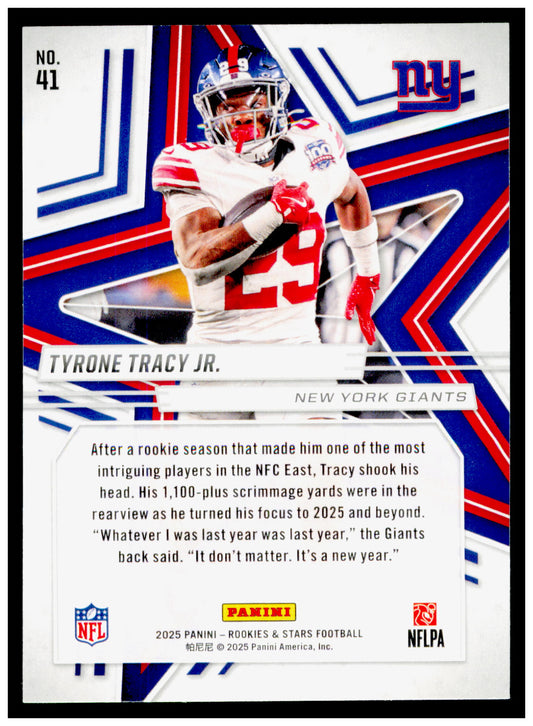 2025 Panini Rookies & Stars Tyrone Tracy Jr. Card New York Giants #41