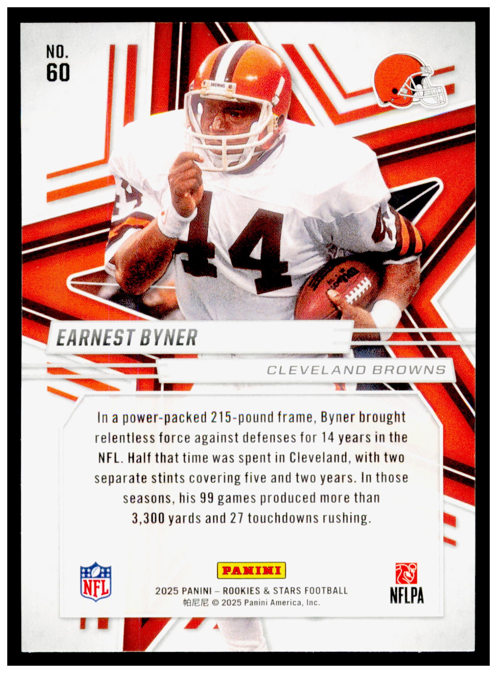 2025 Panini Rookies & Stars Earnest Byner Card Cleveland Browns #60