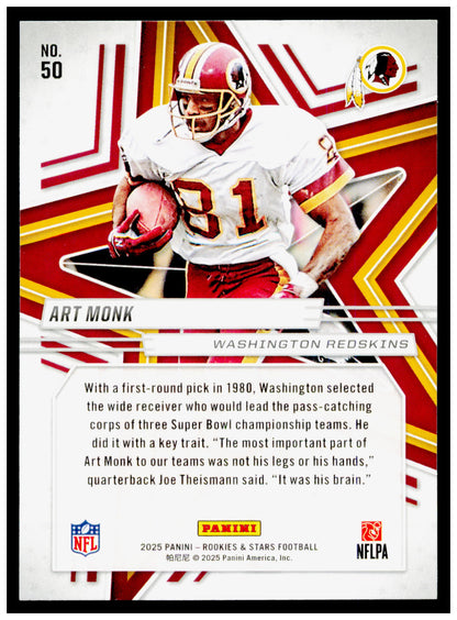 2025 Panini Rookies & Stars Art Monk Card Washington Redskins #50
