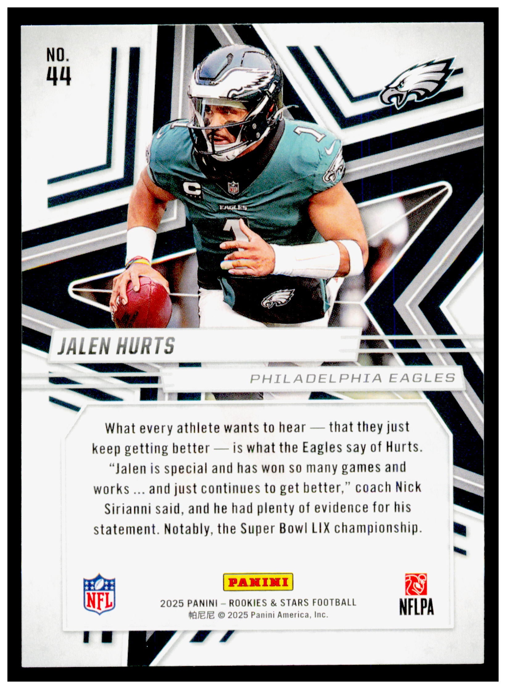 2025 Panini Rookies & Stars Jalen Hurts Card Philadelphia Eagles #44