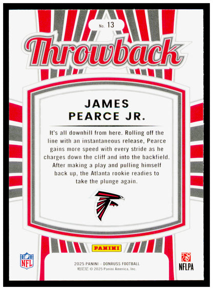 2025 Donruss James Pearce Jr. Card Rated Rookies Throwback Atlanta Falcons #13
