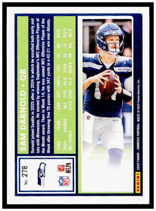 2025 Donruss Sam Darnold Card Press Proofs Blue Seattle Seahawks #278