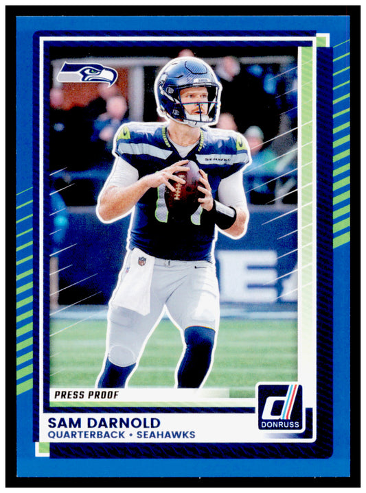 2025 Donruss Sam Darnold Card Press Proofs Blue Seattle Seahawks #278