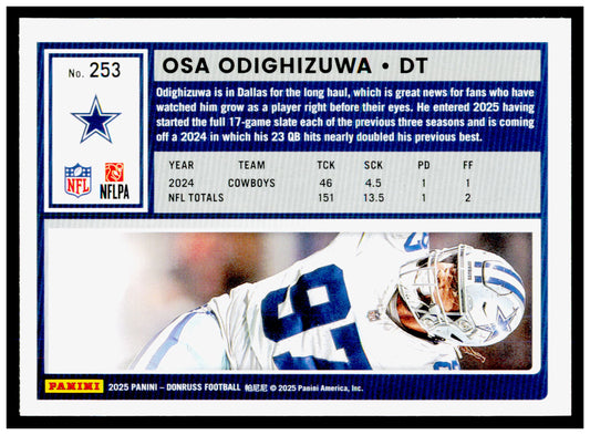 2025 Donruss Osa Odighizuwa Card Dallas Cowboys #253