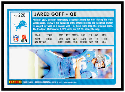 2025 Donruss Jared Goff Card Detroit Lions #220