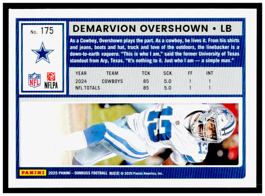 2025 Donruss Demarvion Overshown Card Dallas Cowboys #175