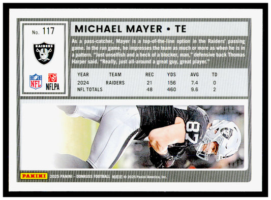 2025 Donruss Michael Mayer Card Las Vegas Raiders #117