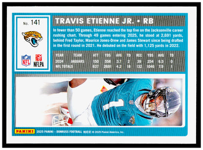 2025 Donruss Travis Etienne Jr. Card Jacksonville Jaguars #141