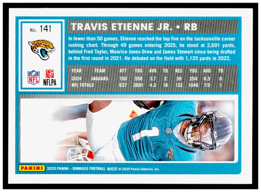 2025 Donruss Travis Etienne Jr. Card Jacksonville Jaguars #141