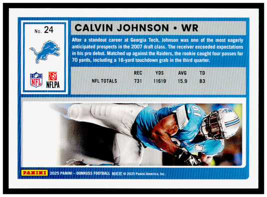 2025 Donruss Calvin Johnson Card Detroit Lions #24