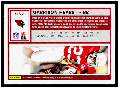 2025 Donruss Garrison Hearst Card Arizona Cardinals #66