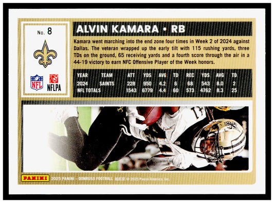 2025 Donruss Optic Alvin Kamara Card New Orleans Saints #9