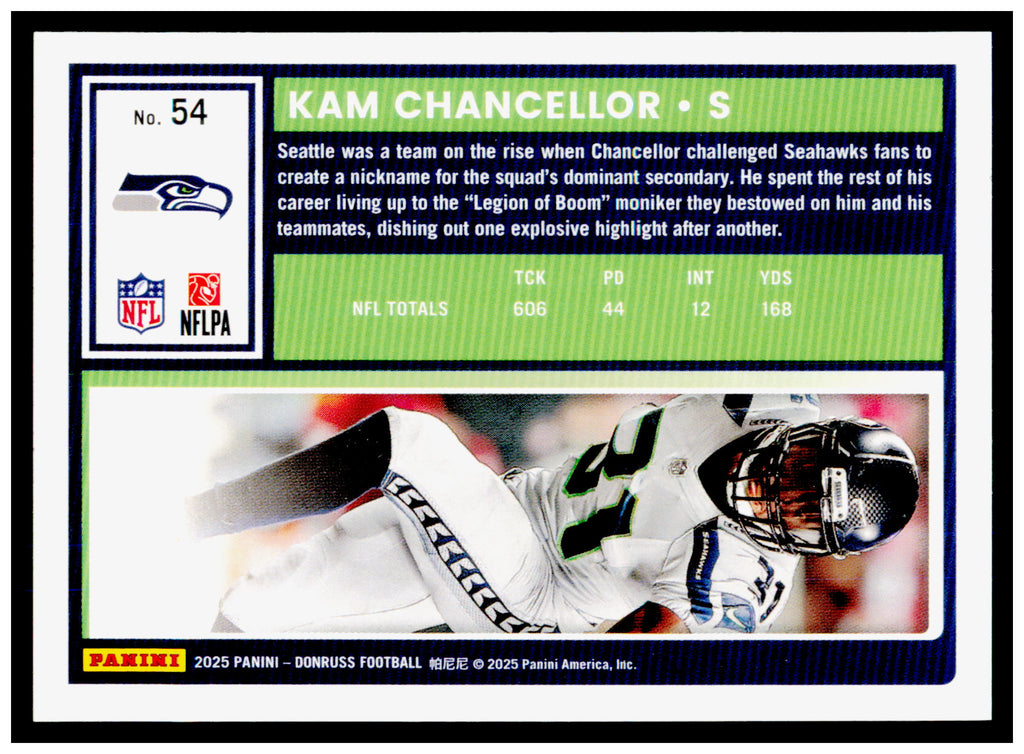 2025 Donruss Optic Kam Chancellor Card Seattle Seahawks #45