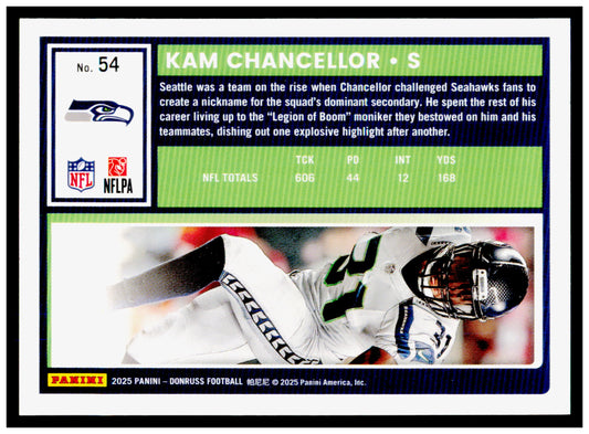 2025 Donruss Optic Kam Chancellor Card Seattle Seahawks #45