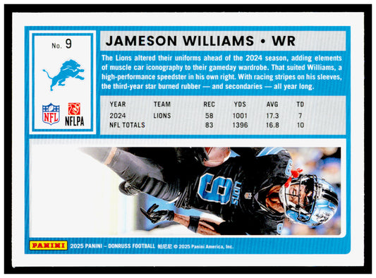 2025 Donruss Jameson Williams Card Detroit Lions #9