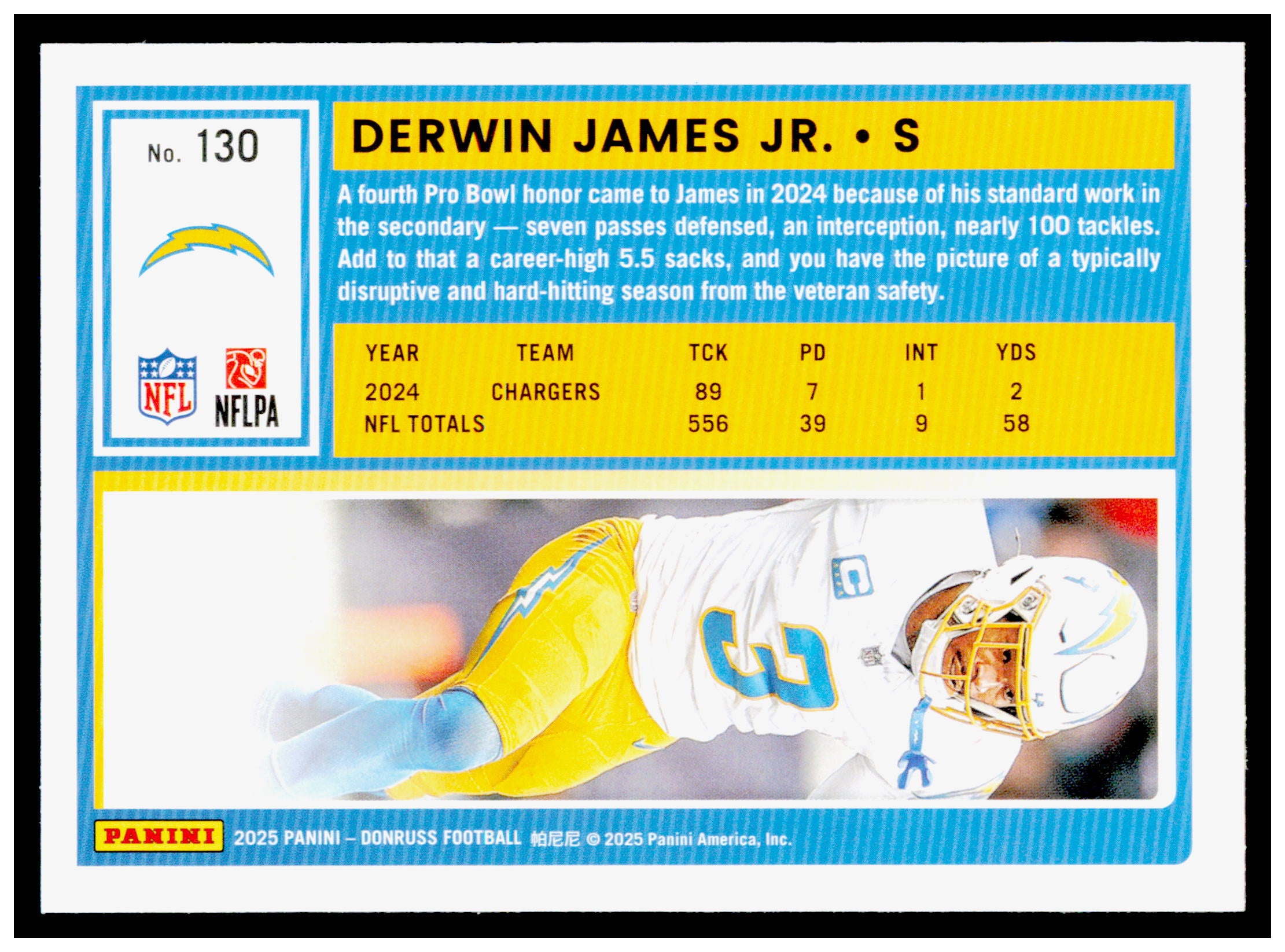 2025 Donruss Derwin James Jr. Card Los Angeles Chargers #130