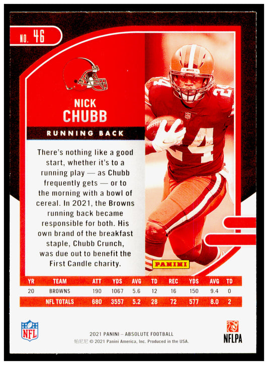 2021 Panini Absolute - Green Nick Chubb Card Cleveland Browns #46