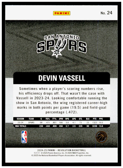2024-25 Panini Revolution Devin Vassell Card San Antonio Spurs #24