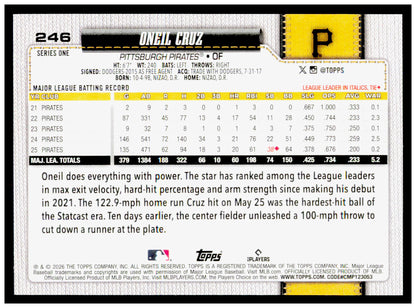 2026 Topps Oneil Cruz Card Pittsburgh Pirates #246
