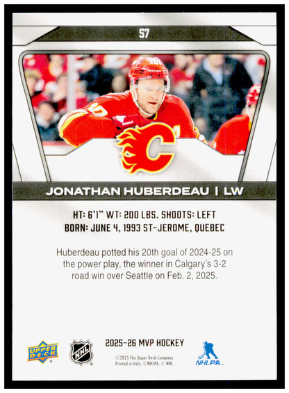 2025-26 Upper Deck MVP Jonathan Huberdeau Card Calgary Flames #57