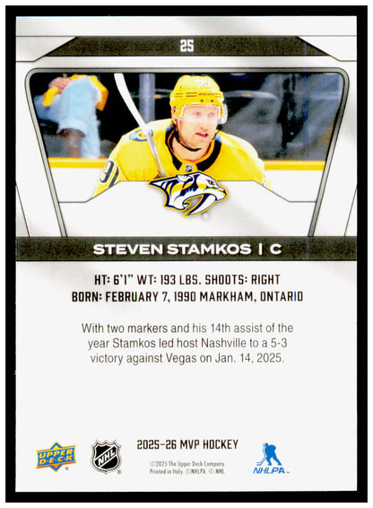 2025-26 Upper Deck MVP Steven Stamkos Card Nashville Predators #25