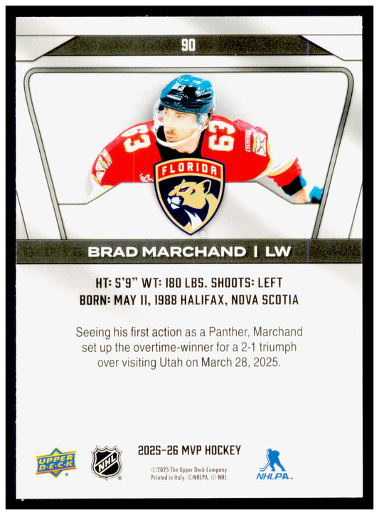 2025-26 Upper Deck MVP Brad Marchand Card Florida Panthers #90
