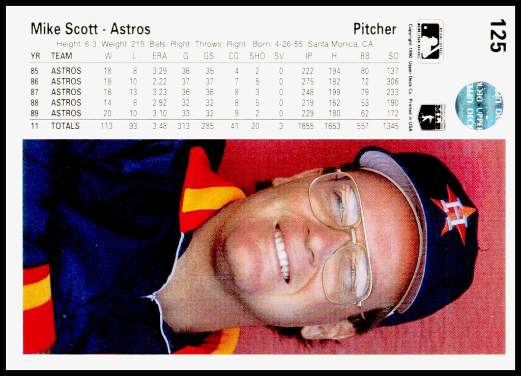 1990 Upper Deck Mike Scott Card Houston Astros #125b