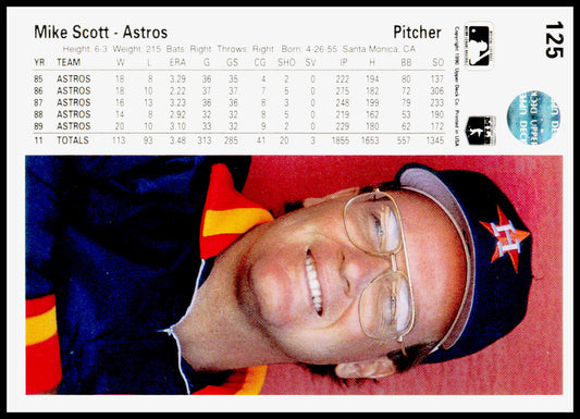 1990 Upper Deck Mike Scott Card Houston Astros #125b