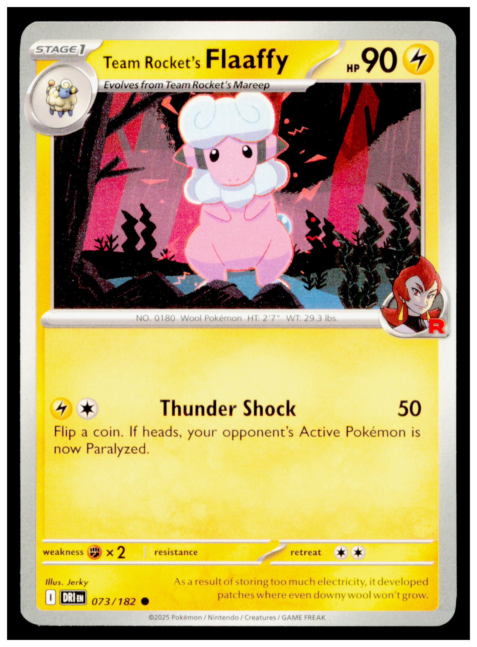 Team Rocket's Flaaffy 073/182 Destined Rivals SV10  Pokemon Card