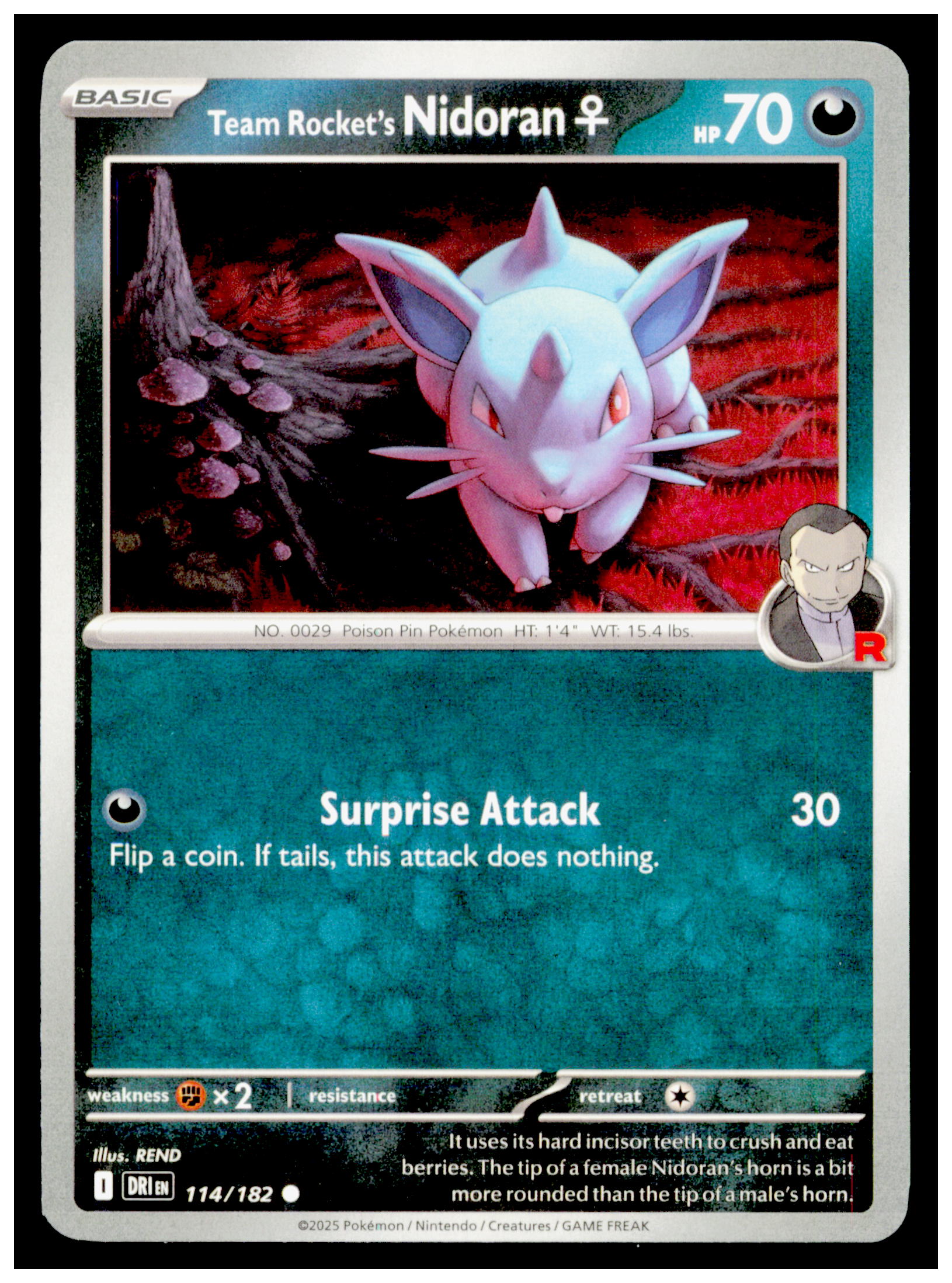 Pokemon Destined Rivals Team Rocket's Nidoran F Card Common #114/182