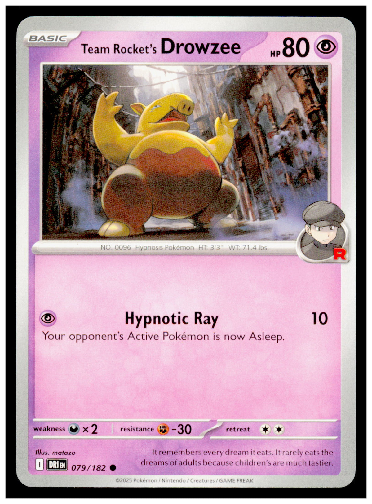 Pokemon Destined Rivals Team Rocket's Drowzee Card Common #079/182