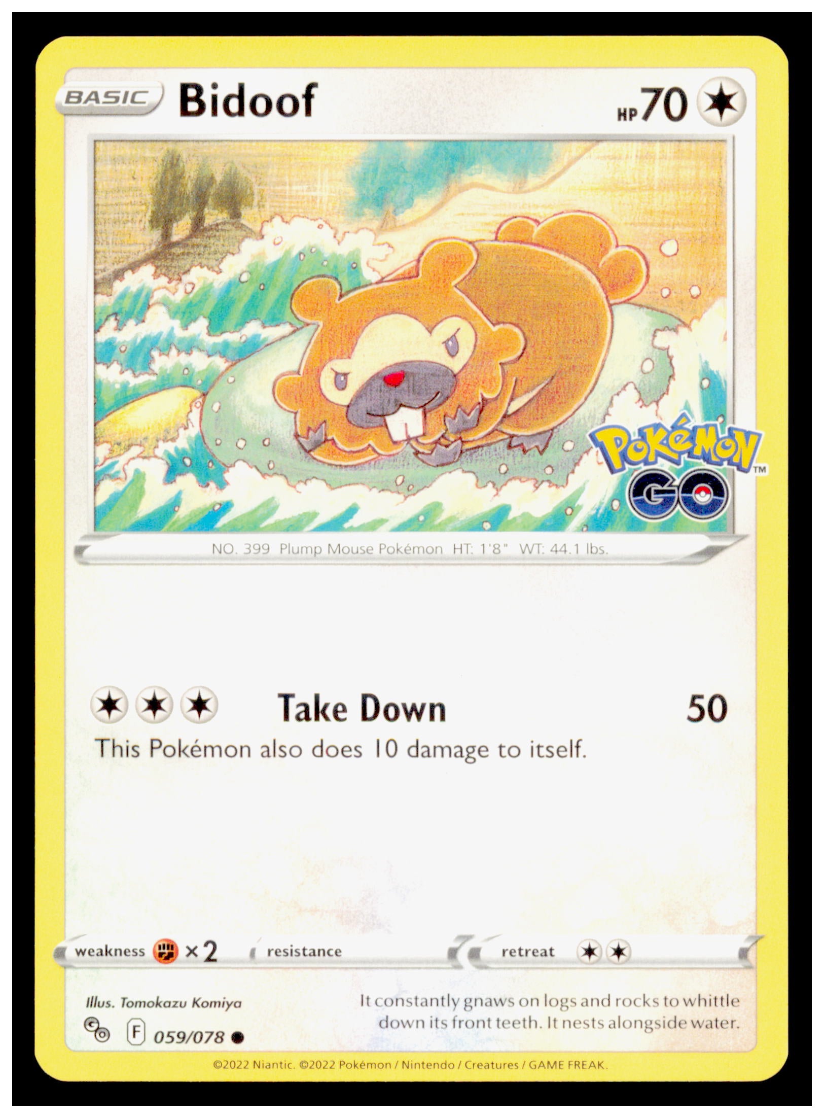 Pokemon GO Bidoof Card Common #059/078
