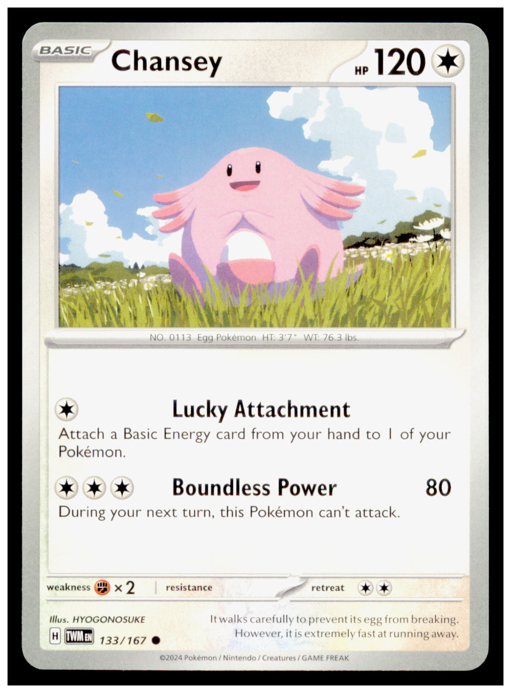 Pokemon Twilight Masquerade Chansey Card Common #133/167