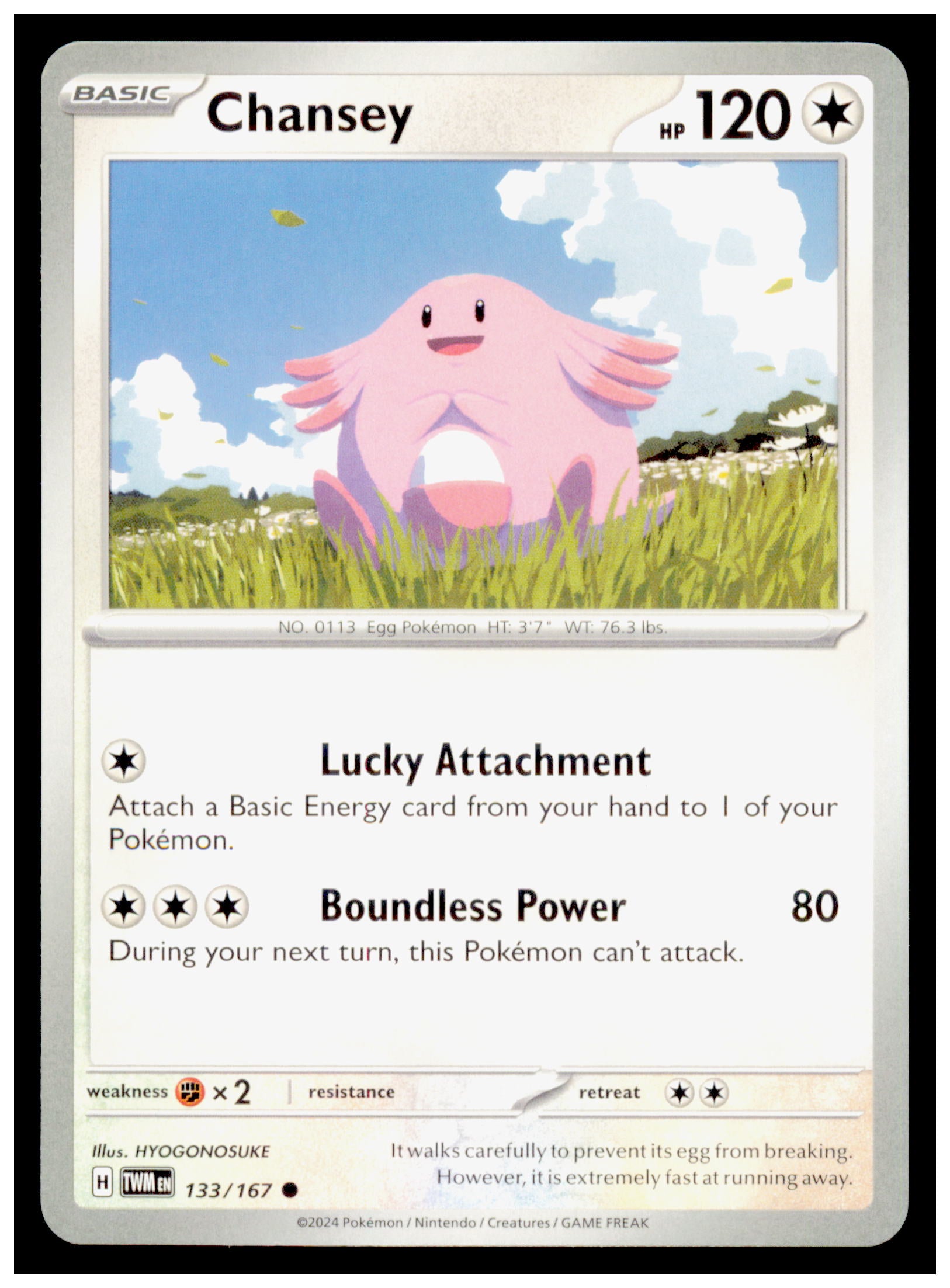 Pokemon Twilight Masquerade Chansey Card Common #133/167